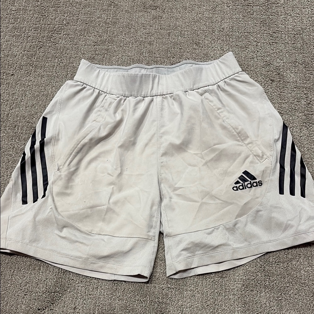 Adidas Men's White and Black Athletic Shorts